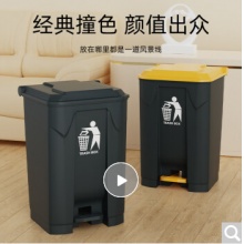 客厅脚踏垃圾桶环卫室外回收桶加厚塑料有盖50L 颜色下单备注