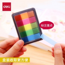 得力(deli)100张5色荧光膜指示标签贴 44*12mm抽取式便利贴便签条记事贴9060